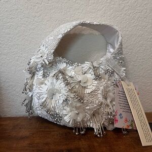 Viral TikTok Beaded Bag! Elegant White Floral Embellished Bag